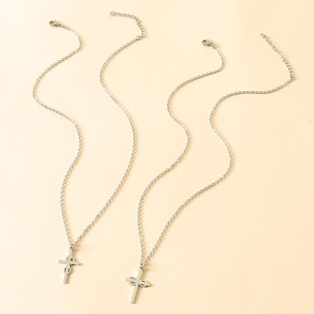 Stainless steel cross necklace set