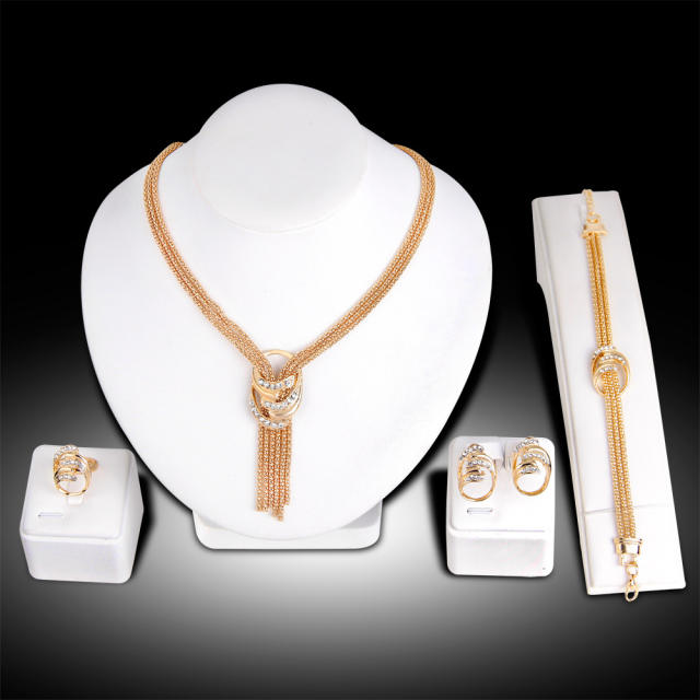4pcs necklace earrings rings bracelet jewelry set