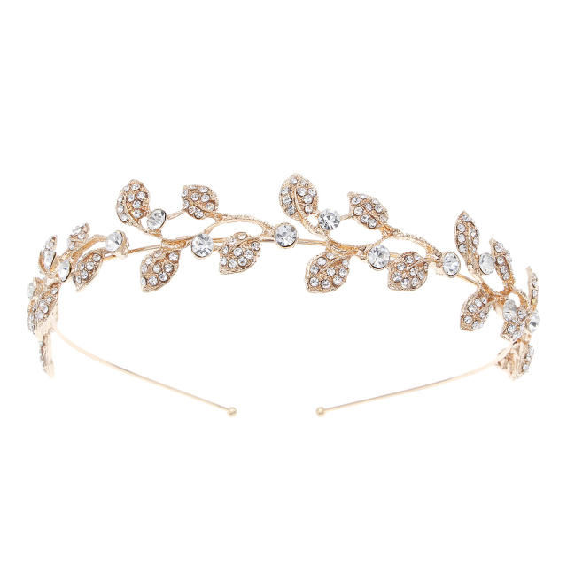 Rhinestone leaf bridal headband
