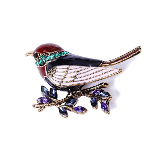 Vintage diamond bird brooch