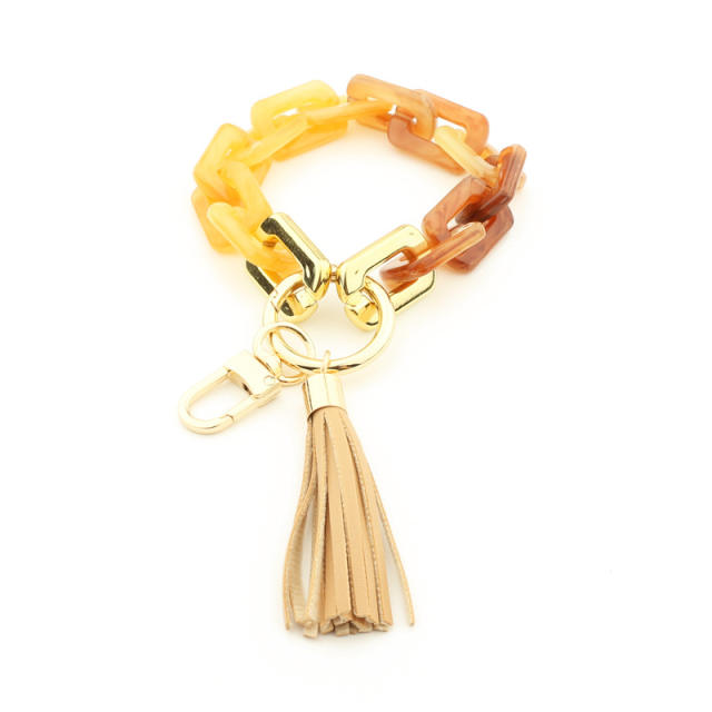 Chain link bracelet tassel keychain