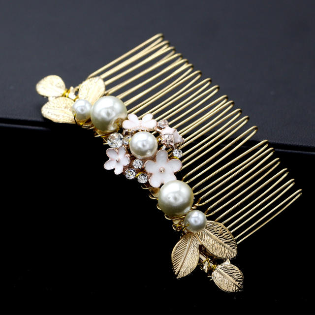 Luxury Pearl Diamond Flower bridal hair comb