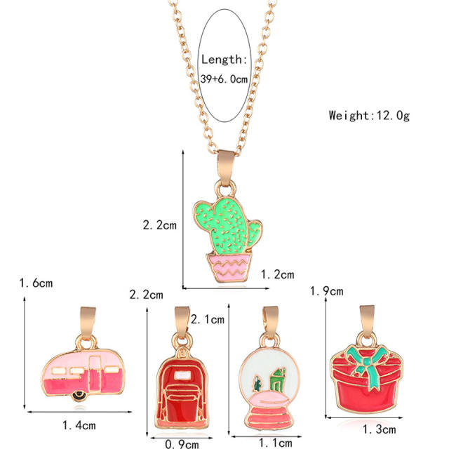 Cartoon cactus children's necklace set