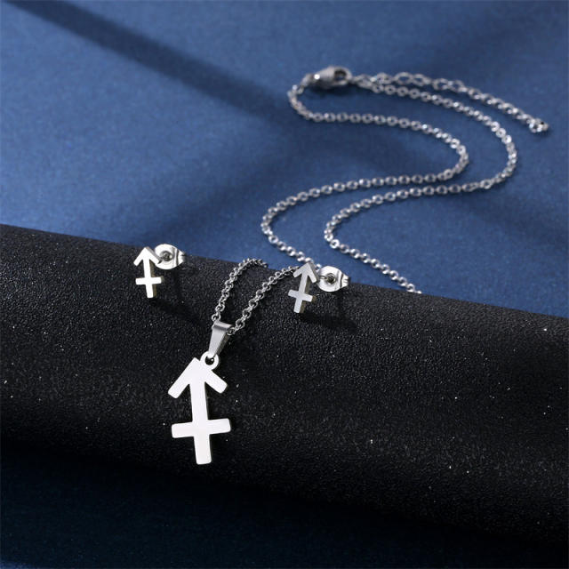 Stainless steel zodiac series necklace set
