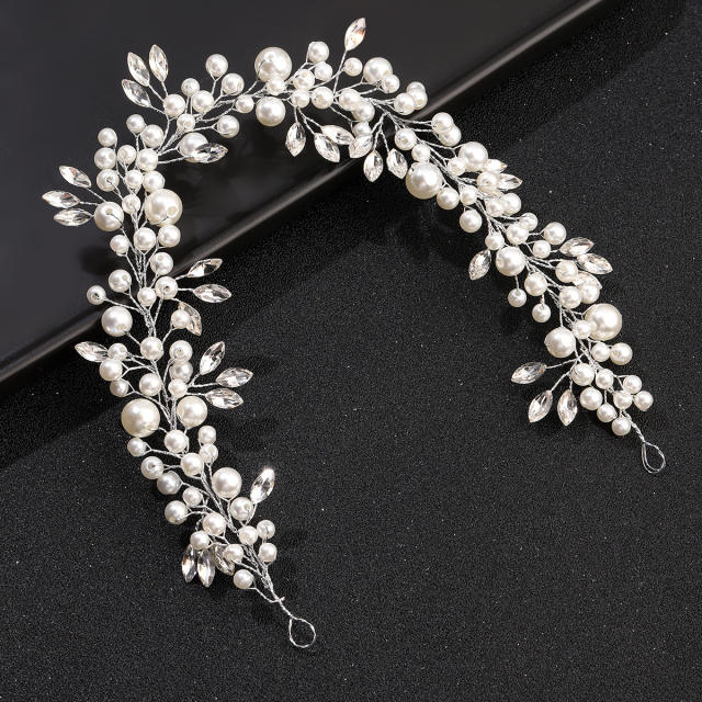 Crystal pearl beaded bridal hair vines