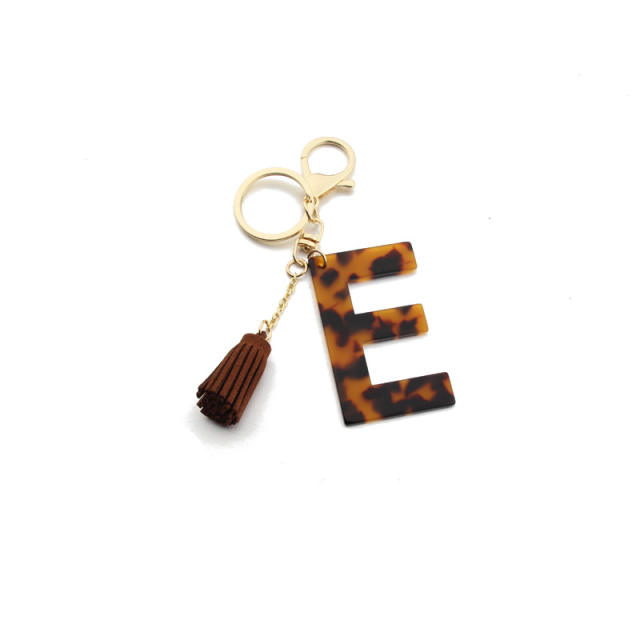 Leopard Bracelet PU leather tassel letter keychain