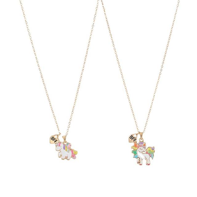 Unicorn pendant BFF necklace set for kids