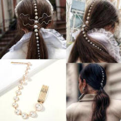 Fashion long pearl hair comb