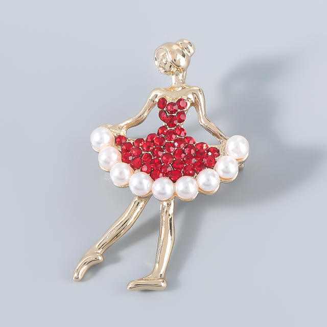 Creative dancing girl diamond brooch