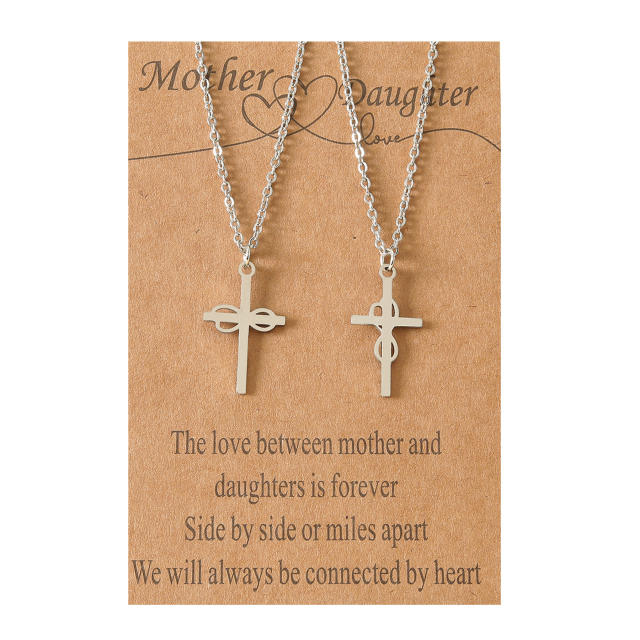 Stainless steel cross necklace set