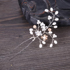Popular rhinestone pearl flower bridal hairpins