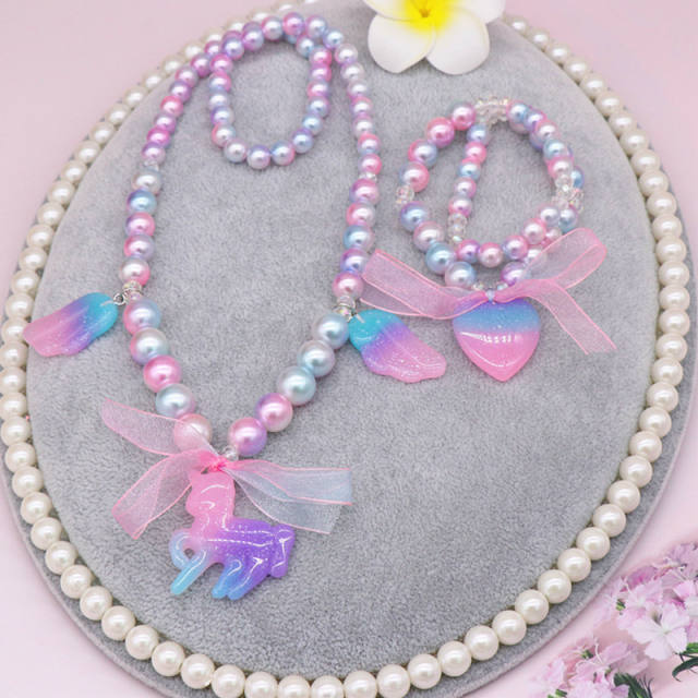 Birthday gift unicorn jewelry set for little girl