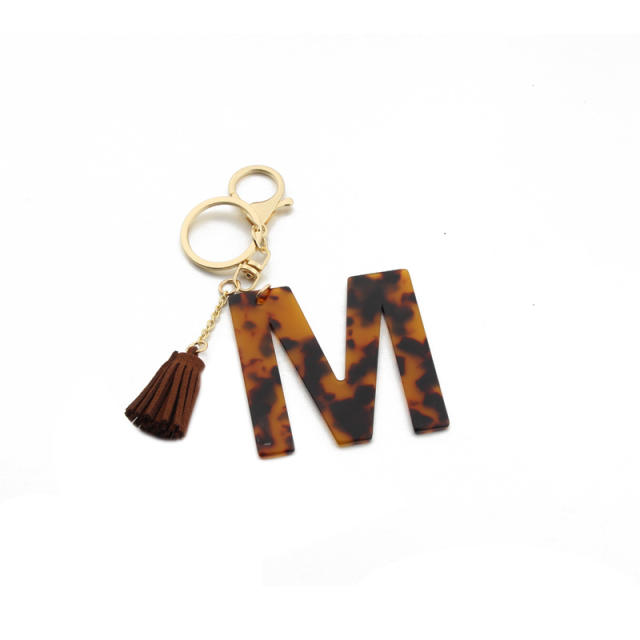 Leopard Bracelet PU leather tassel letter keychain