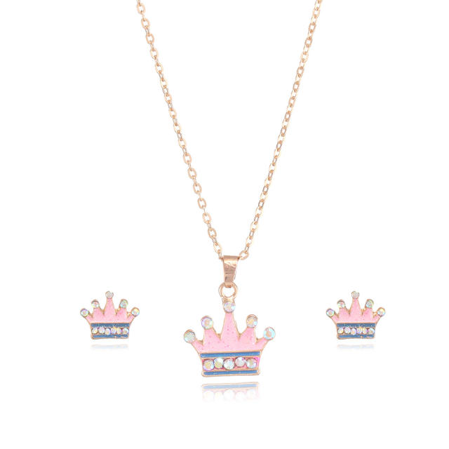 Enamel crown jewelry set for kids