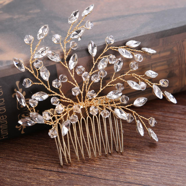 Crystal leaf bridal hair comb