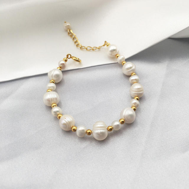 Natural pearl earrings bracelet necklace set