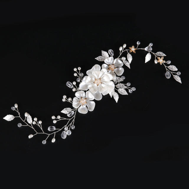 Hot sale white pearl leaf bridal hair clips