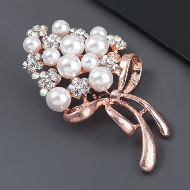 Faux pearl beaded brooch