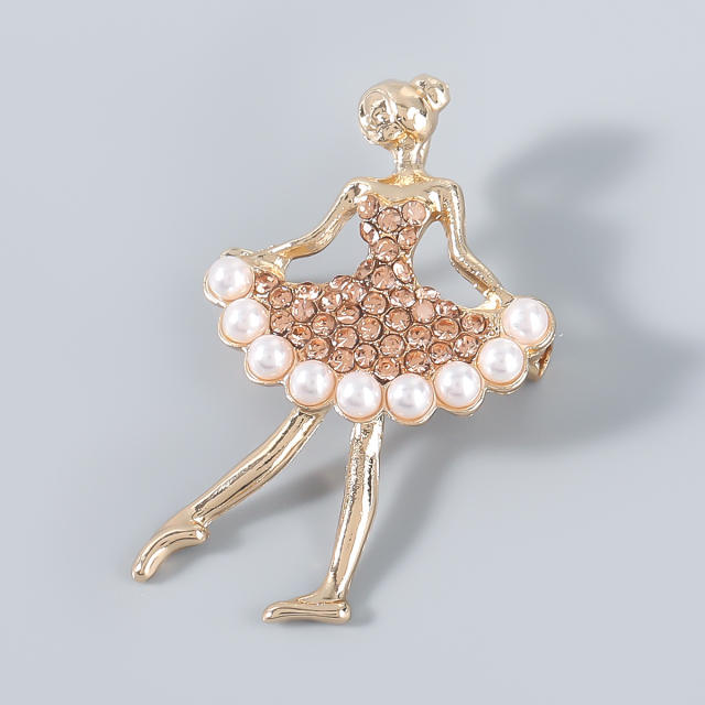 Creative dancing girl diamond brooch