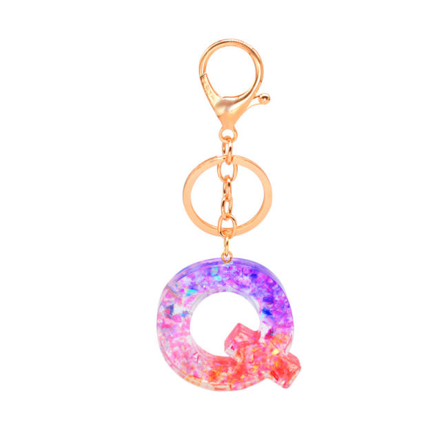 Colorful sequins inital letter keychain
