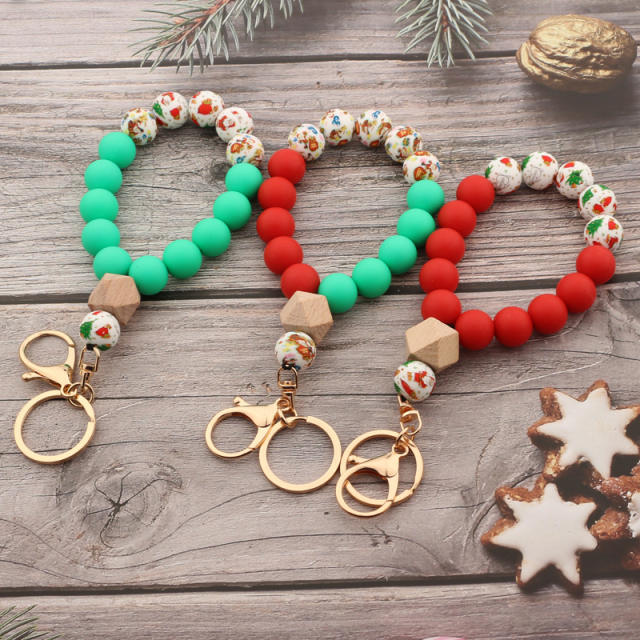 Christmas beads bracelet keychain