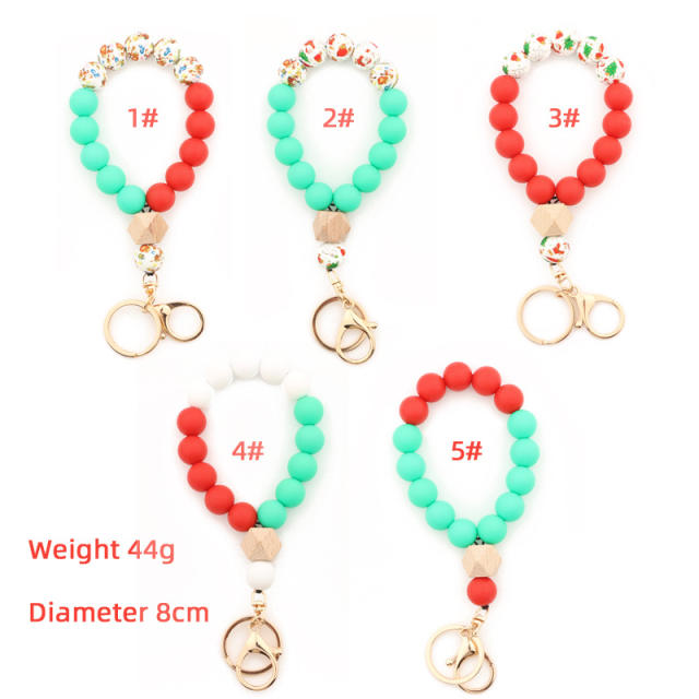Christmas beads bracelet keychain