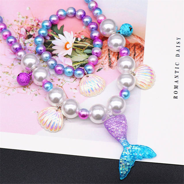 Mermaid tail girls' pearl necklace set