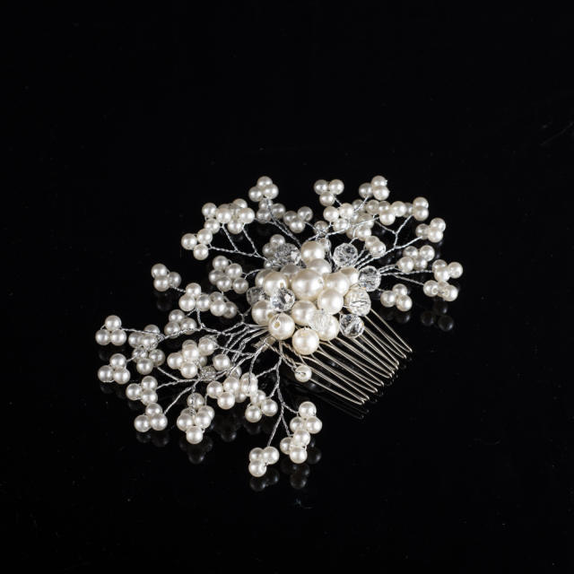 Fashion Pearl crystal beads bridal hair comb