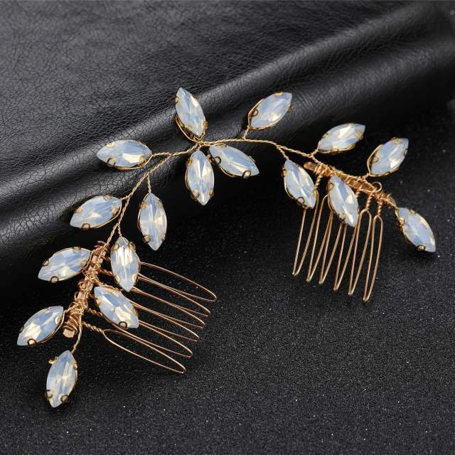 Shiny glass crystal bridal hair combs