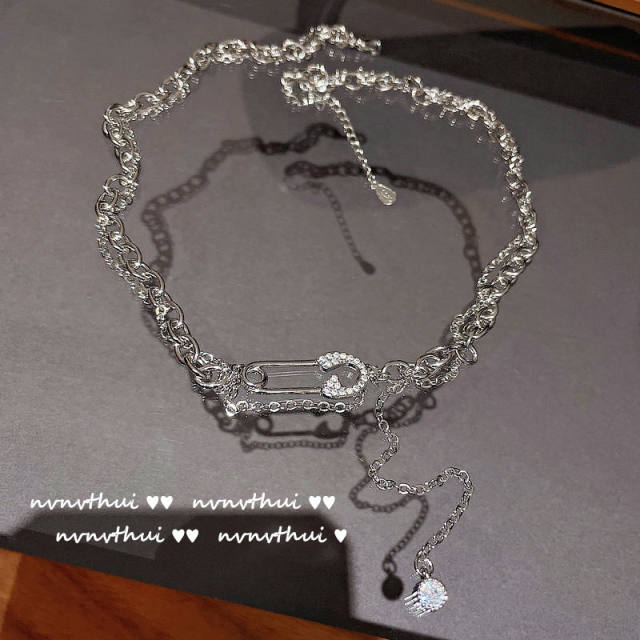 18K gold pins diamond fully-jewelled zircon tassels earring necklace
