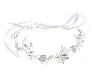 Pearl flower crystal beads bridal headband