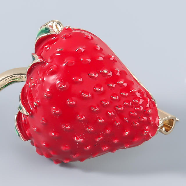 Enamel strawberry brooch