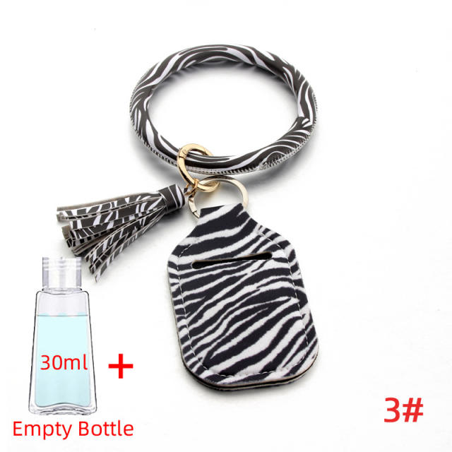 PU leather tassel bracelet empty bottle cover keychain