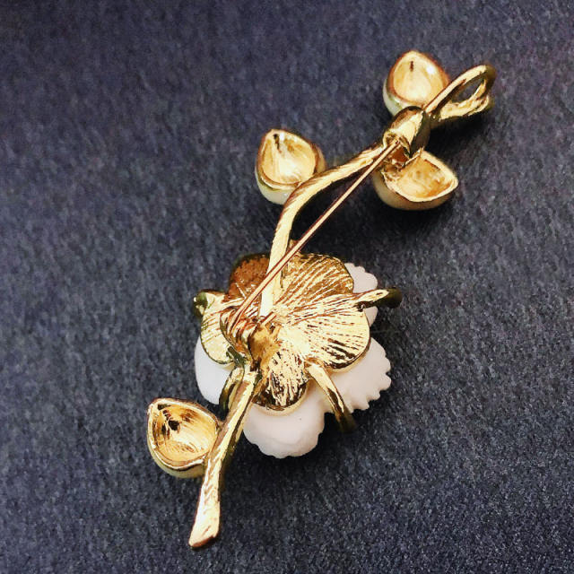 Vintage pearl plum bossom brooch