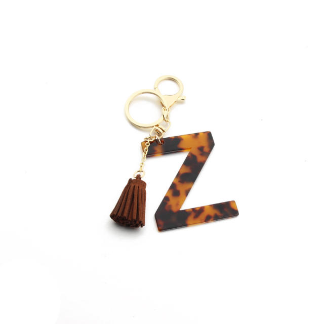 Leopard Bracelet PU leather tassel letter keychain