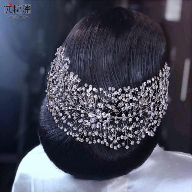 Luxury silver color pave setting rhinestone bridal headband