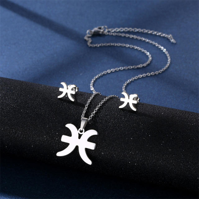 Stainless steel zodiac series necklace set