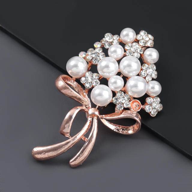 Faux pearl beaded brooch