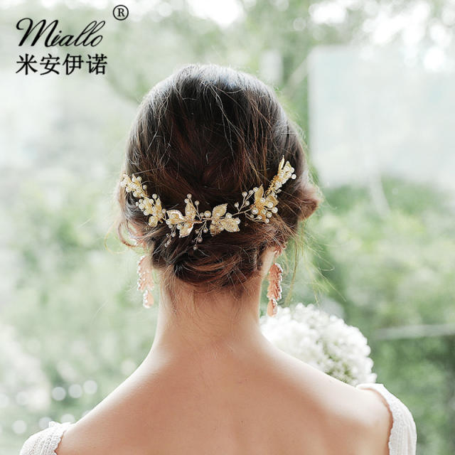 Pearl beaded bridal hair vines