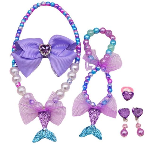Glitter mermaid tail necklace bracelet set