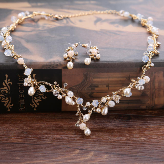Pearl branch crown headband for bridal