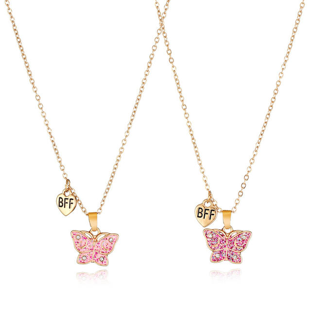 BFF butterfly pendant necklace set for kids