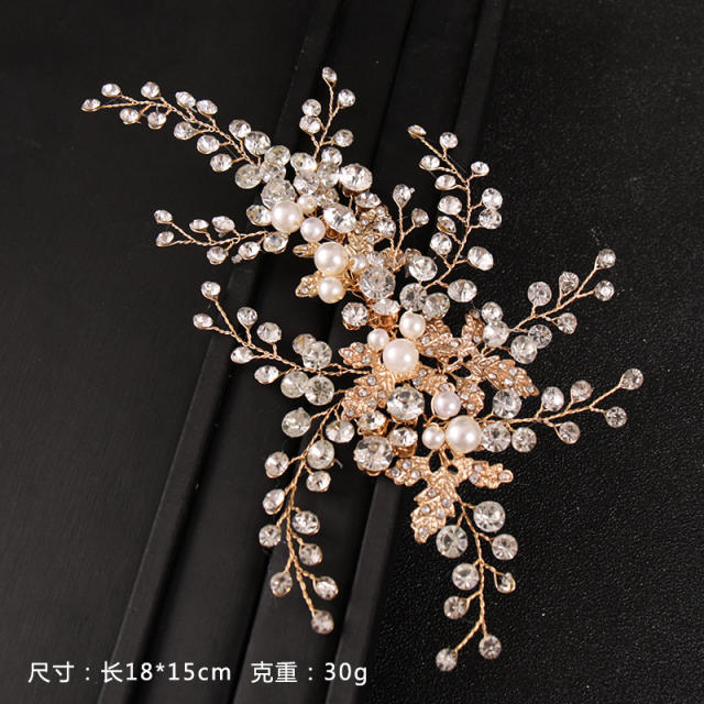 Pearl crystal beaded bridal headbands