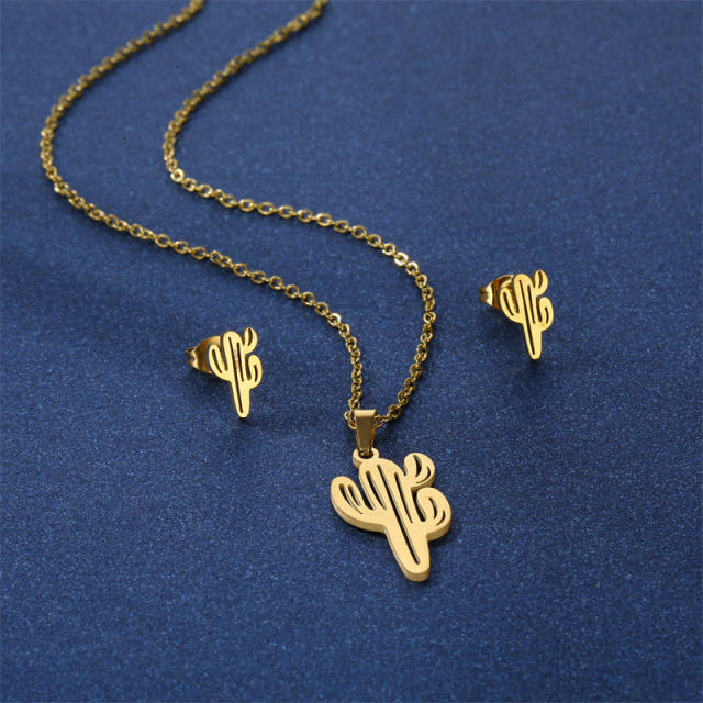 Stainless steel Cactus necklace set