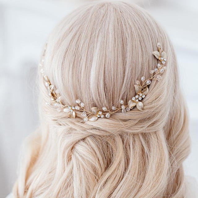 Pearl crystal beaded hair vines