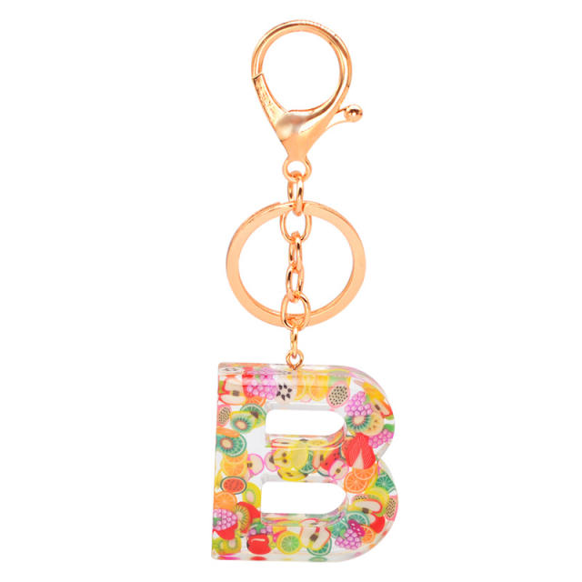 Colorful fruit slices inital letter keychain