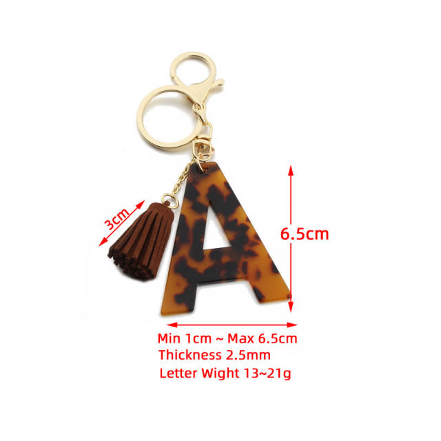 Leopard Bracelet PU leather tassel letter keychain