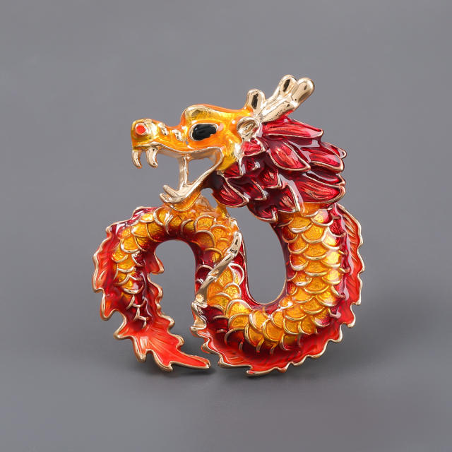 Enamel dragon brooch
