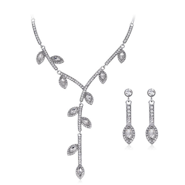 Chic design pave setting rhinestong glass crystal wedding jewelry set