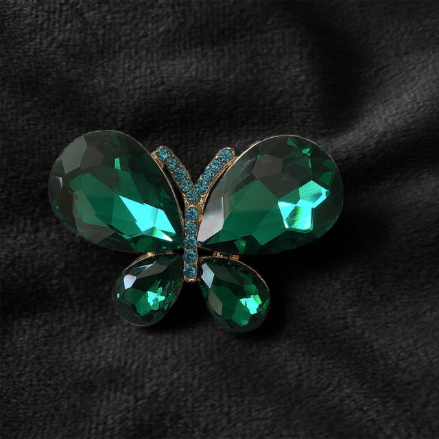 Simple crystal butterfly brooch